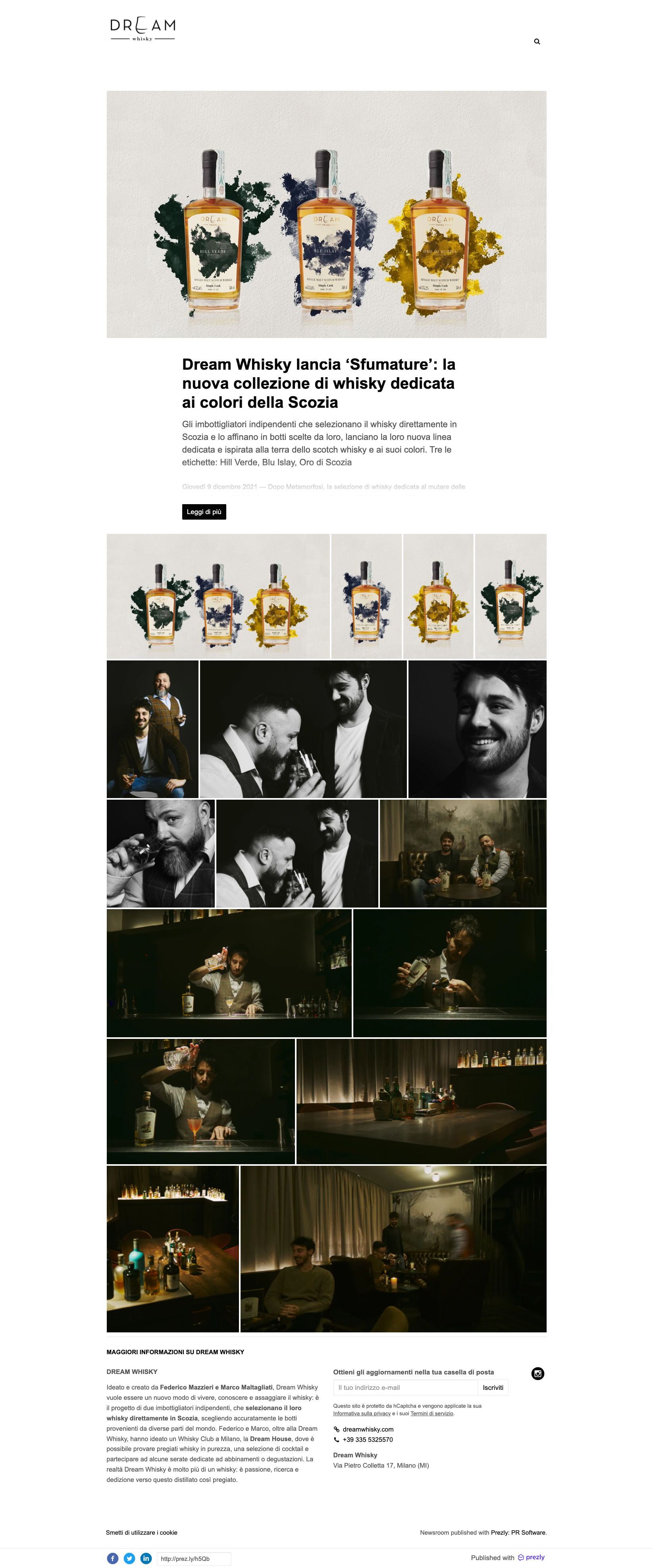 Dream Whiskey press release Dream Whiskey